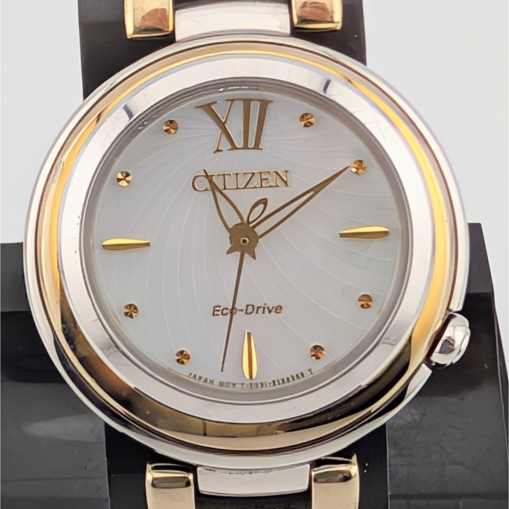 Citizen L Sunrise Eco-Drive Sapphire MOP Two Tone Women's Watch E031-S093279 - Picture 2 of 11